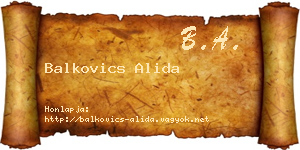 Balkovics Alida névjegykártya